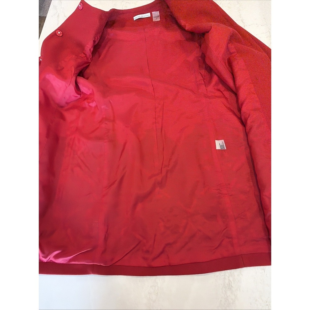 PETER NYGARD Women's Embroidered Red Long Lined Coat Jacket Sz 6 - Picture 7 of 12